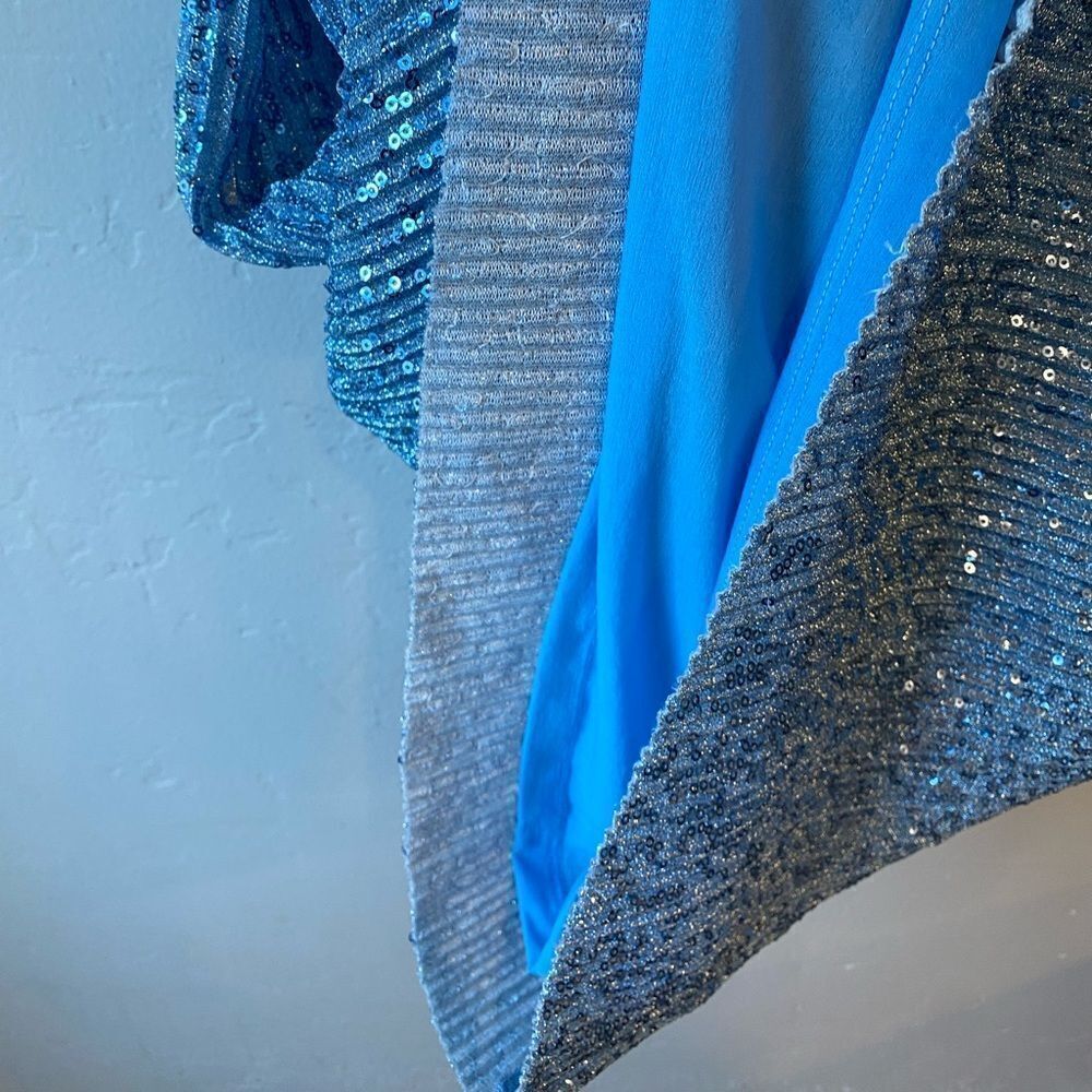 STINE GOYA Kenza Asymmetrical Sequin Mini Dress in Hydrangea Blue - Picture 10 of 12